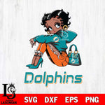 Miami Dolphins Betty Boop Black Fan Girl Svg Eps Dxf Png File, Digital Download, Instant Download