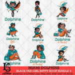 Miami Dolphins Black Fan Girl Betty Boop Bundle 9 Svg Eps Dxf Png File, Digital Download, Instant Download