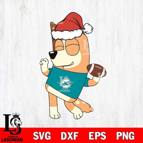 Miami Dolphins Bluey Chilli Christmas Svg Eps Dxf Png File, Digital Download, Instant Download