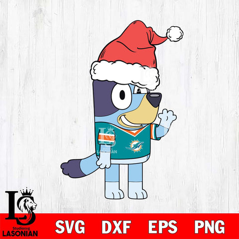 Miami Dolphins Bluey Christmas Svg Eps Dxf Png File, Digital Download, Instant Download