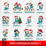 Miami Dolphins Bluey Christmas NFL Bundle 12 Svg Eps Dxf Png File,Cut Svg Files, Digital File, Sublimation
