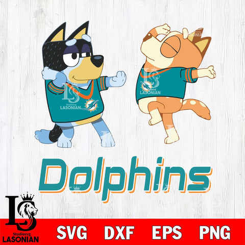Miami Dolphins Bluey Dance Svg Eps Dxf Png File, Digital Download, Instant Download