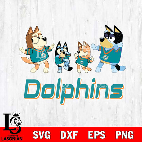 Miami Dolphins Bluey Dance Squats Svg Eps Dxf Png File, Digital Download, Instant Download