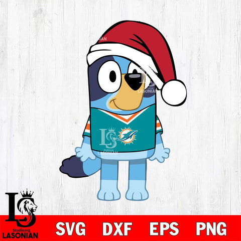 Miami Dolphins Bluey Dog Christmas Svg Eps Dxf Png File, Digital Download, Instant Download