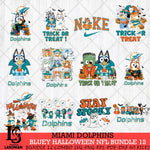 Miami Dolphins Bluey Halloween 12 SVG Svg Eps Dxf Png File, Digital Download, Instant Download