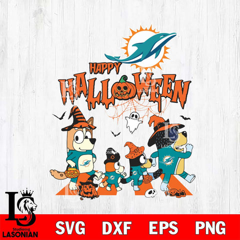 Miami Dolphins Bluey Halloween Family Svg Eps Dxf Png File, Digital Download, Instant Download