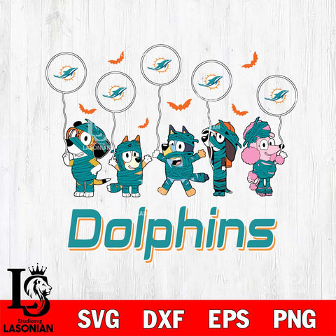 Miami Dolphins Bluey Halloween Spooky Svg Eps Dxf Png File, Digital Download, Instant Download