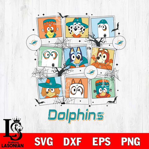 Miami Dolphins Bluey Halloween Sport Svg Eps Dxf Png File, Digital Download, Instant Download