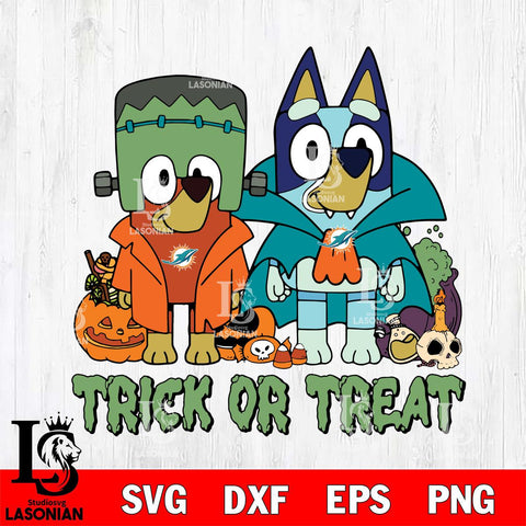 Miami Dolphins Bluey Halloween Trick or Treat Svg Eps Dxf Png File, Digital Download, Instant Download