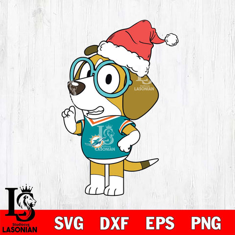 Miami Dolphins Bluey Honey Christmas Svg Eps Dxf Png File, Digital Download, Instant Download