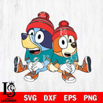 Miami Dolphins Bluey & Bingo Christmas Svg Eps Dxf Png File, Digital Download, Instant Download