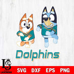 Miami Dolphins Bluey with Chilli Dance Svg Eps Dxf Png File, Digital Download, Instant Download