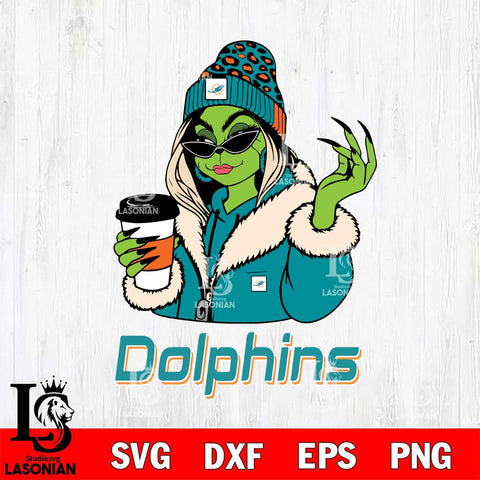 Miami Dolphins Boujee Grinch Girls Christmas Svg Eps Dxf Png File,Cricut svg files, Digital Download, Instant Download