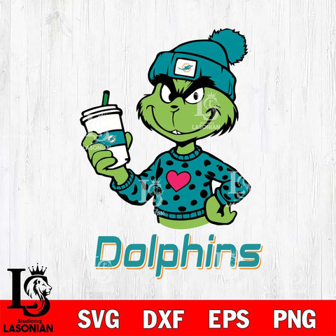 Miami Dolphins Boujee Grinch Heart Christmas Svg Eps Dxf Png File,Cricut svg files, Digital Download, Instant Download