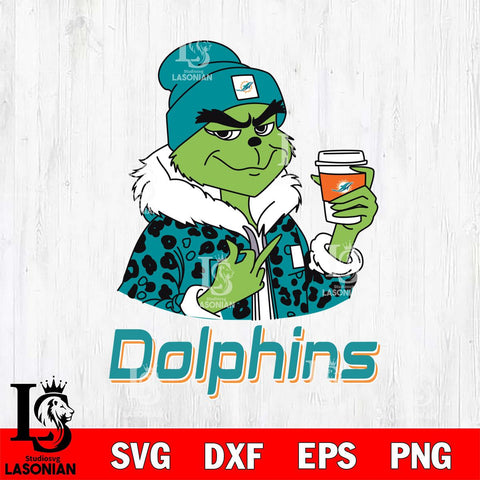 Miami Dolphins Boujee Grinch Leopard Christmas Svg Eps Dxf Png File,Cricut svg files, Digital Download, Instant Download