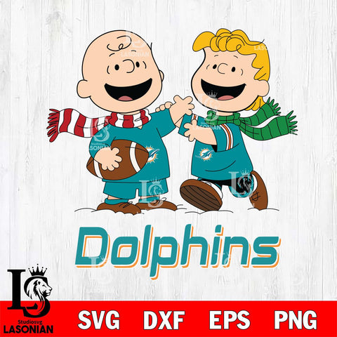 Miami Dolphins Charlie Brown & Linus Football Cricut,Christmas SVG DXF EPS PNG FILE, Digital Download,Instant Download, Silhouette