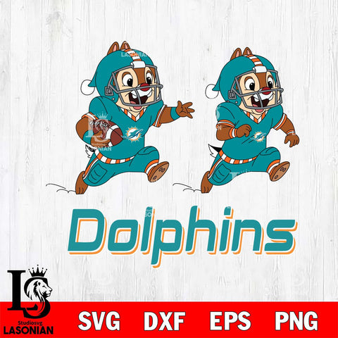 Miami Dolphins Chip & Dale Football Cricut,Christmas SVG DXF EPS PNG FILE, Digital Download,Instant Download, Silhouette