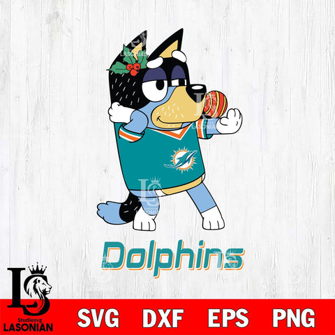 Miami Dolphins Christmas Bluey Bandit Heeler Svg Eps Dxf Png File,Cut Svg Files, Digital File, Sublimation