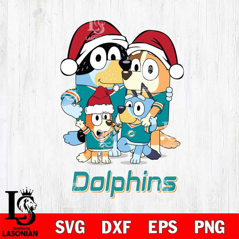 Miami Dolphins Christmas Bluey Family Sport Svg Eps Dxf Png File,Cut Svg Files, Digital File, Sublimation
