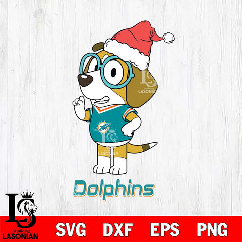 Miami Dolphins Christmas Bluey Honey Sport Svg Eps Dxf Png File,Cut Svg Files, Digital File, Sublimation