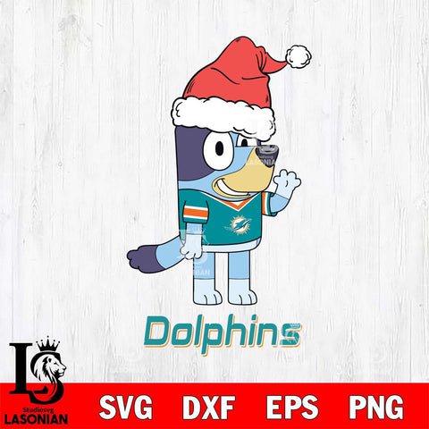 Miami Dolphins Christmas Bluey Say Hi Svg Eps Dxf Png File,Cut Svg Files, Digital File, Sublimation