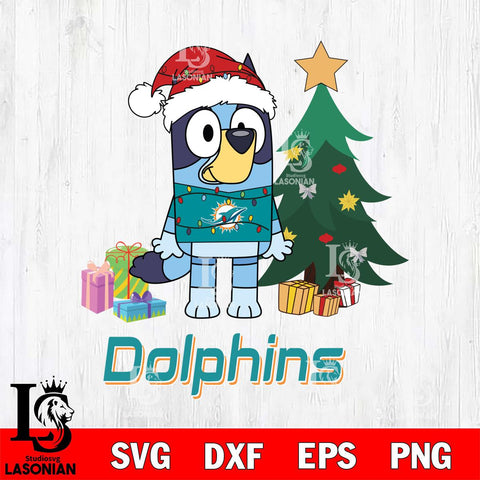Miami Dolphins Christmas Bluey Tree Sport Svg Eps Dxf Png File,Cut Svg Files, Digital File, Sublimation