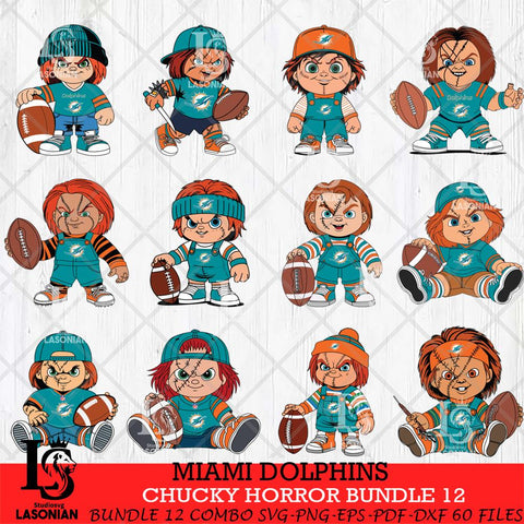 Miami Dolphins Chucky Horror Bundle 12 SVG Svg Eps Dxf Png File, Bundle NFL svg, Digital Download, Instant Download
