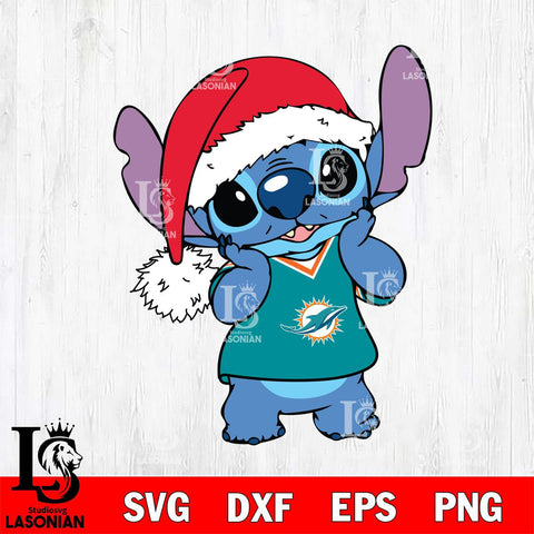 Miami Dolphins Cute Stitch Christmas Svg Eps Dxf Png File, Digital Download, Instant Download