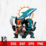 Miami Dolphins Deadpool And Wolverine Svg Eps Dxf Png File, Digital Download, Instant Download