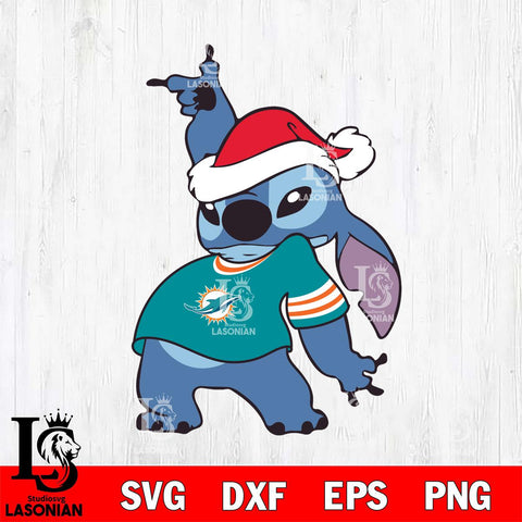 Miami Dolphins Disney Lilo & Stitch Christmas Svg Eps Dxf Png File, Digital Download, Instant Download