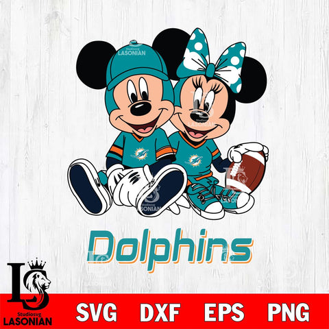 Miami Dolphins Disney Mickey And Minnie Football Svg Eps Dxf Png File, NFL svg , Digital Download , Instant Download, Cricut File