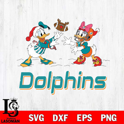 Miami Dolphins Donald Duck & Daisy Duck Football Cricut,Christmas SVG DXF EPS PNG FILE, Digital Download,Instant Download, Silhouette