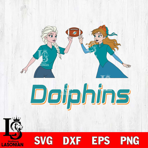 Miami Dolphins Elsa & Anna Football Cricut,Christmas SVG DXF EPS PNG FILE, Digital Download,Instant Download, Silhouette