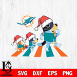 Miami Dolphins Family Bluey Walking Christmas Svg Eps Dxf Png File, Digital Download, Instant Download