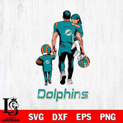 Miami Dolphins Father And Son Football SVG DXF EPS PNG FILE,NFL SVG, Father day Digital Download,Instant Download, Silhouette