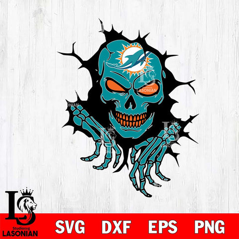 Miami Dolphins Ferocious Skull SVG