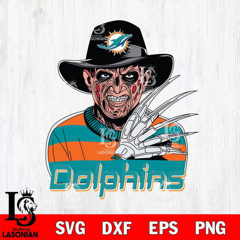 Miami Dolphins Freddy Krueger Horror Halloween Svg Eps Dxf Png File, Digital Download, Instant Download