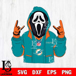 Miami Dolphins Ghostface Scream Football Halloween Svg Eps Dxf Png File, Digital Download, Instant Download