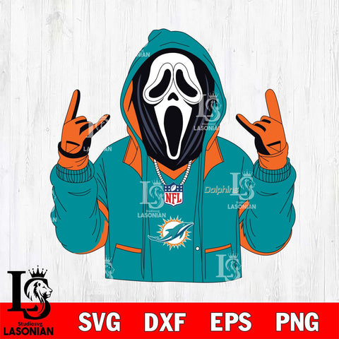 Miami Dolphins Ghostface Scream Football Halloween Svg Eps Dxf Png File, Digital Download, Instant Download