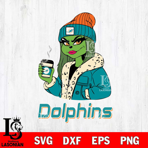 Miami Dolphins Girls Grinch Bougie Svg Eps Dxf Png File, Digital Download, Instant Download