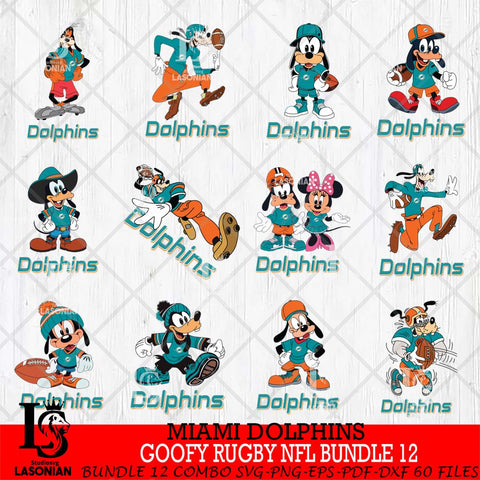 Miami Dolphins Goofy Rugby NFL Bundle 12 SVG DXF EPS PNG FILE,NFL bundle svg ,Football Digital Download,Instant Download, Silhouette
