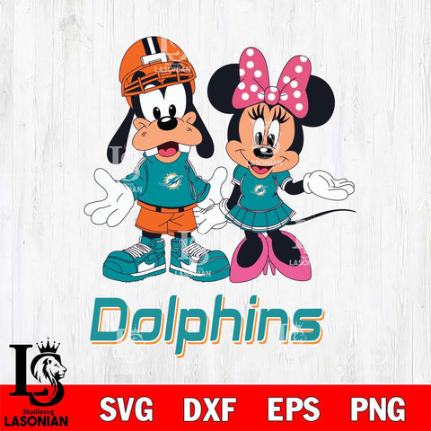 Miami Dolphins Goofy and Minnie mouse Football SVG DXF EPS PNG FILE,NFL Cricut ,Football Digital Download,Instant Download, Silhouette