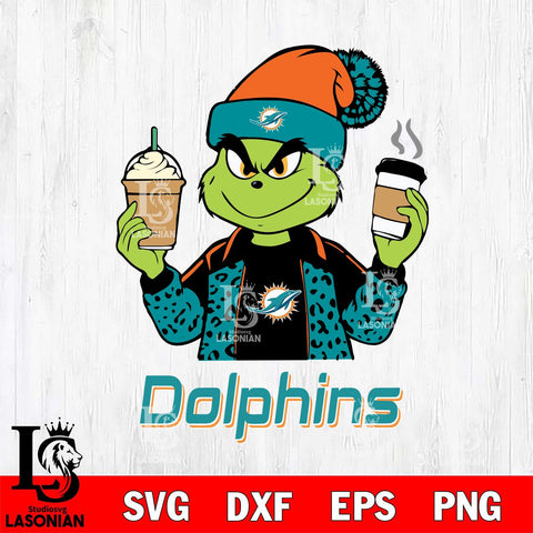 Miami Dolphins Grinch 2 coffee Svg Eps Dxf Png File, Digital Download, Instant Download