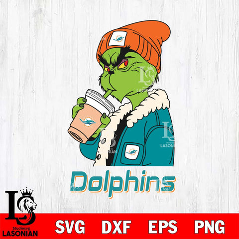 Miami Dolphins Grinch Bougie Football Svg Eps Dxf Png File, Digital Download, Instant Download