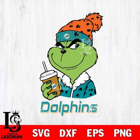 Miami Dolphins Grinch Christmas hat Svg Eps Dxf Png File, Digital Download, Instant Download