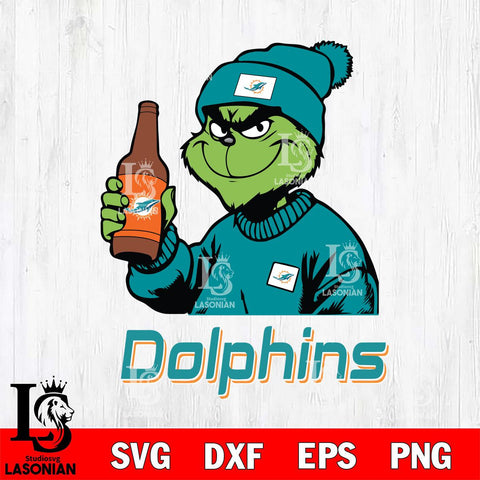 Miami Dolphins Grinch Drinking Beer Christmas Svg Eps Dxf Png File,Cricut svg files, Digital Download, Instant Download