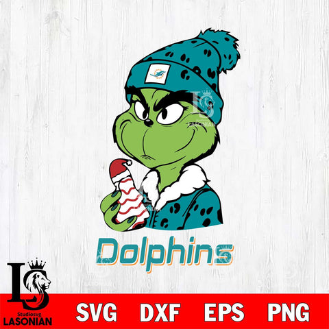 Miami Dolphins Grinch Tree Cake Svg Eps Dxf Png File, Digital Download, Instant Download