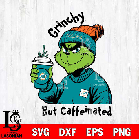 Miami Dolphins Grinchy But Caffeinated Svg Eps Dxf Png File, Digital Download, Instant Download