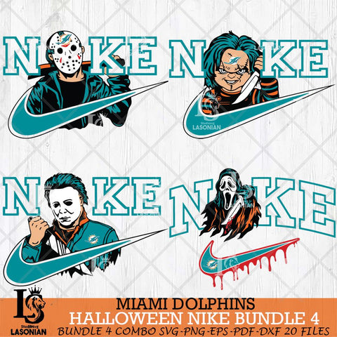 Miami Dolphins Halloween NFL Bundle 4 Svg Eps Dxf Png File, Digital Download, Instant Download