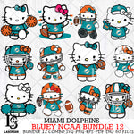 Miami Dolphins Hello Kitty NFL Bundle 12 Svg Eps Dxf Png File, Digital Download, Instant Download